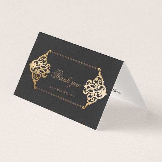 ヴィンテージオーナメントフェイク金ゴールド箔サンキューカード (正面)