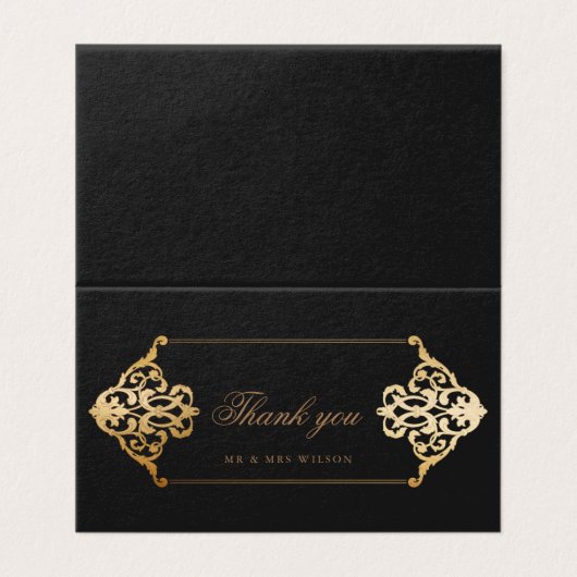 ヴィンテージオーナメントフェイク金ゴールド箔サンキューカード (外部フラット)