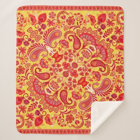 ヴィンテージオーナメントペイズリーバンダナプリントシルクネック  シェルパブランケット (正面)