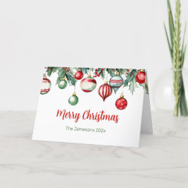 ヴィンテージオーナメントホリーフォトクリスマスカード シーズンカード