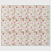 ヴィンテージオーナメントボタニカルホリデークリスマス ラッピングペーパー (フラット)