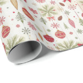 ヴィンテージオーナメントボタニカルホリデークリスマス ラッピングペーパー (ロールコーナー)