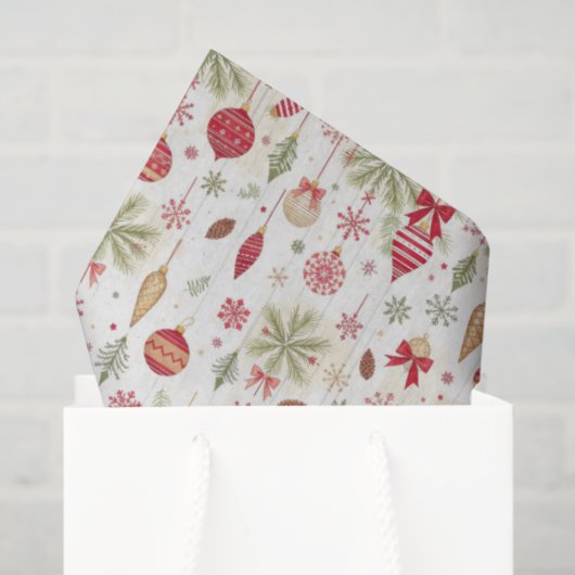 ヴィンテージオーナメントボタニカルホリデークリスマス 薄葉紙 (ギフトバッグ)