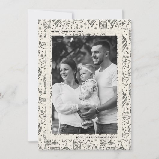 ヴィンテージオーナメント写真クリスマス シーズンカード (正面)