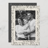 ヴィンテージオーナメント写真クリスマス シーズンカード (正面/裏面)