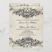 ヴィンテージオーナメント婚約パーティ 招待状 (正面/裏面)