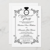 ヴィンテージオーナメント婚約パーティ 招待状 (正面/裏面)