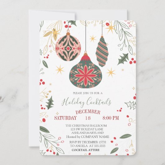 ヴィンテージオーナメント支社会社クリスマス 招待状 (正面)