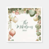 ヴィンテージオーナメント植物性クリスマスパーティー スタンダードカクテルナプキン (正面)