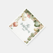 ヴィンテージオーナメント植物性クリスマスパーティー スタンダードカクテルナプキン (角)