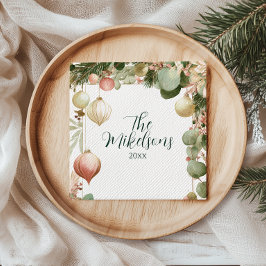 ヴィンテージオーナメント植物性クリスマスパーティー スタンダードカクテルナプキン