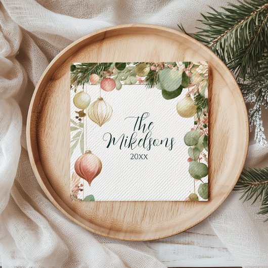 ヴィンテージオーナメント植物性クリスマスパーティー スタンダードカクテルナプキン