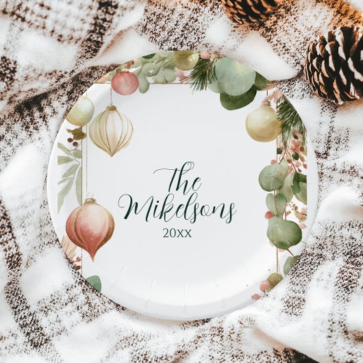 ヴィンテージオーナメント植物性クリスマスパーティー ペーパープレート