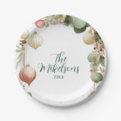 ヴィンテージオーナメント植物性クリスマスパーティー ペーパープレート (正面)