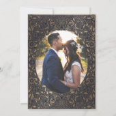 ヴィンテージオーナメント金ゴールドフォト結婚式招待状 招待状 (裏面)