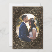 ヴィンテージオーナメント金ゴールドフォト結婚式招待状 招待状 (裏面)