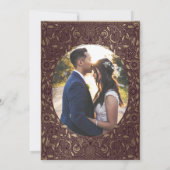 ヴィンテージオーナメント金ゴールドフォト結婚式招待状 招待状 (裏面)