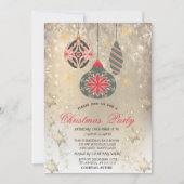ヴィンテージオーナメント雪片金ゴールドパーティー 招待状 (正面)