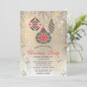 ヴィンテージオーナメント雪片金ゴールドパーティー 招待状 (スタンド正面)