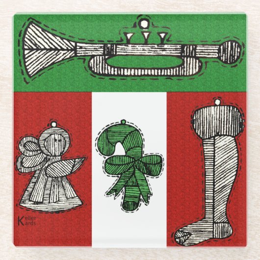 ヴィンテージオーナメント ガラスコースター (正面)