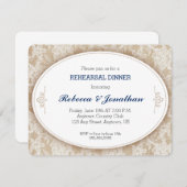 ヴィンテージオーバルオンバーラップ&レースリハーサルディナー 招待状 (正面/裏面)