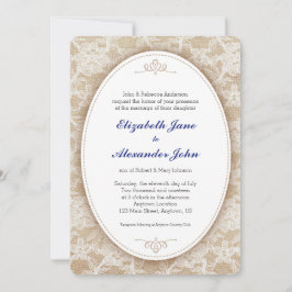 ヴィンテージオーバルオンバーラップ&レース結婚ズ 招待状