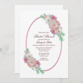 ヴィンテージオーバルフレームピンクフローラブライダルブランチ 招待状 (正面/裏面)