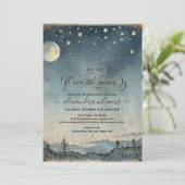 ヴィンテージオーバー金ゴールドムーンブルーベビー 招待状 (スタンド正面)