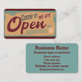 ヴィンテージオープンビジネスの看板レトロスタイル 名刺 (正面/裏面)