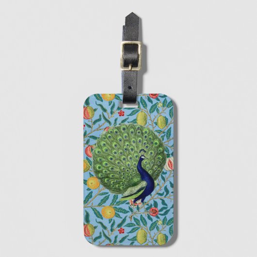 ヴィンテージオープンファンの羽ピーコック ラゲッジタグ (正面縦)