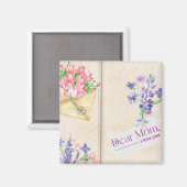 ヴィンテージオープンブックスタイルの花のママのアート マグネット (正面/裏面)