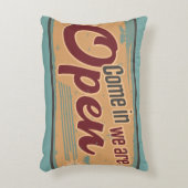 ヴィンテージオープン営業看板レトロカフェガレージ アクセントクッション (正面(垂直))