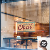 ヴィンテージオープン営業看板レトロカフェガレージ ウィンドウサイン (カフェ窓)