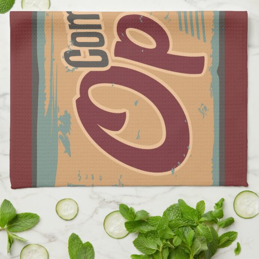 ヴィンテージオープン営業看板レトロカフェガレージ キッチンタオル (折り畳み)