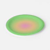 ヴィンテージオーラグリーンイエローピンクグラデーショングラデーション ペーパープレート (アングル)