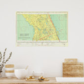 ヴィンテージオーランドと中部フロリダの地図 ポスター (キッチン)