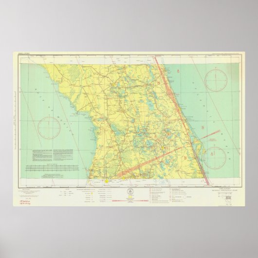 ヴィンテージオーランドと中部フロリダの地図 ポスター (正面)