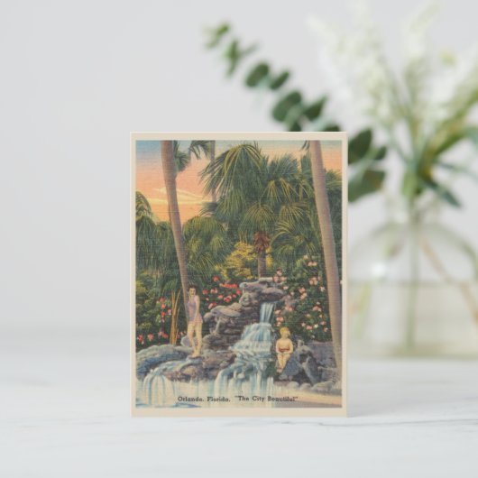ヴィンテージオーランドフロリダシティビューティフルウォーターフォール ポストカード (スタンド正面)