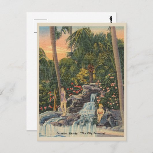 ヴィンテージオーランドフロリダシティビューティフルウォーターフォール ポストカード (正面/裏面)