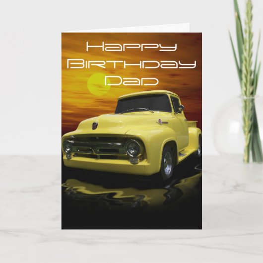 ヴィンテージオールドアンティークイエロートラック カード (正面)