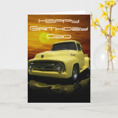 ヴィンテージオールドアンティークイエロートラック カード (黄色い花)