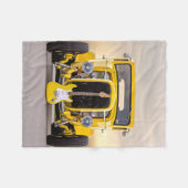 ヴィンテージオールドアンティークイエロー改造とギター フリースブランケット (正面(横))