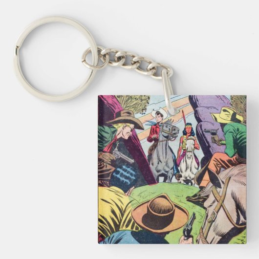 ヴィンテージオールドウェスト漫画ブックシーン キーホルダー (正面)