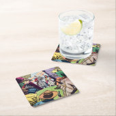 ヴィンテージオールドウェスト漫画ブックシーン スクエアペーパーコースター (インサイチュ)