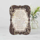 ヴィンテージオールドウッドつる植物スワールウェディング招待 招待状 (スタンド正面)