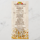 ヴィンテージオールドウッド秋の結婚式プログカスタムラム プログラム (正面)