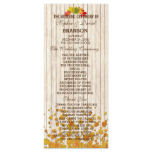 ヴィンテージオールドウッド秋の結婚式プログカスタムラム