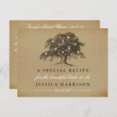 ヴィンテージオールドオークツリーブライダルシャワーレシピ インビテーションポストカード (正面/裏面)