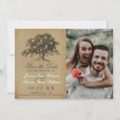 ヴィンテージオールドオークツリー結婚写真 セーブザデート (正面)