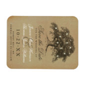 ヴィンテージオールドオークツリー結婚式の日付を保存 マグネット (横)